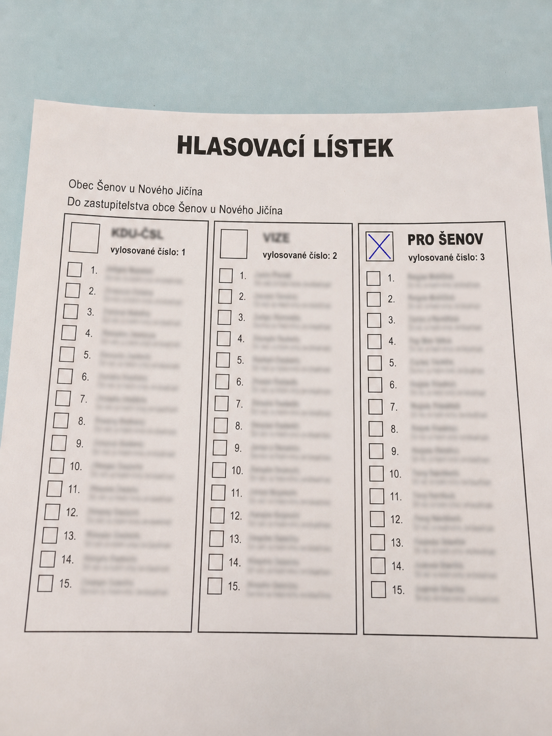 Jak volit celou kandidátku PRO ŠENOV